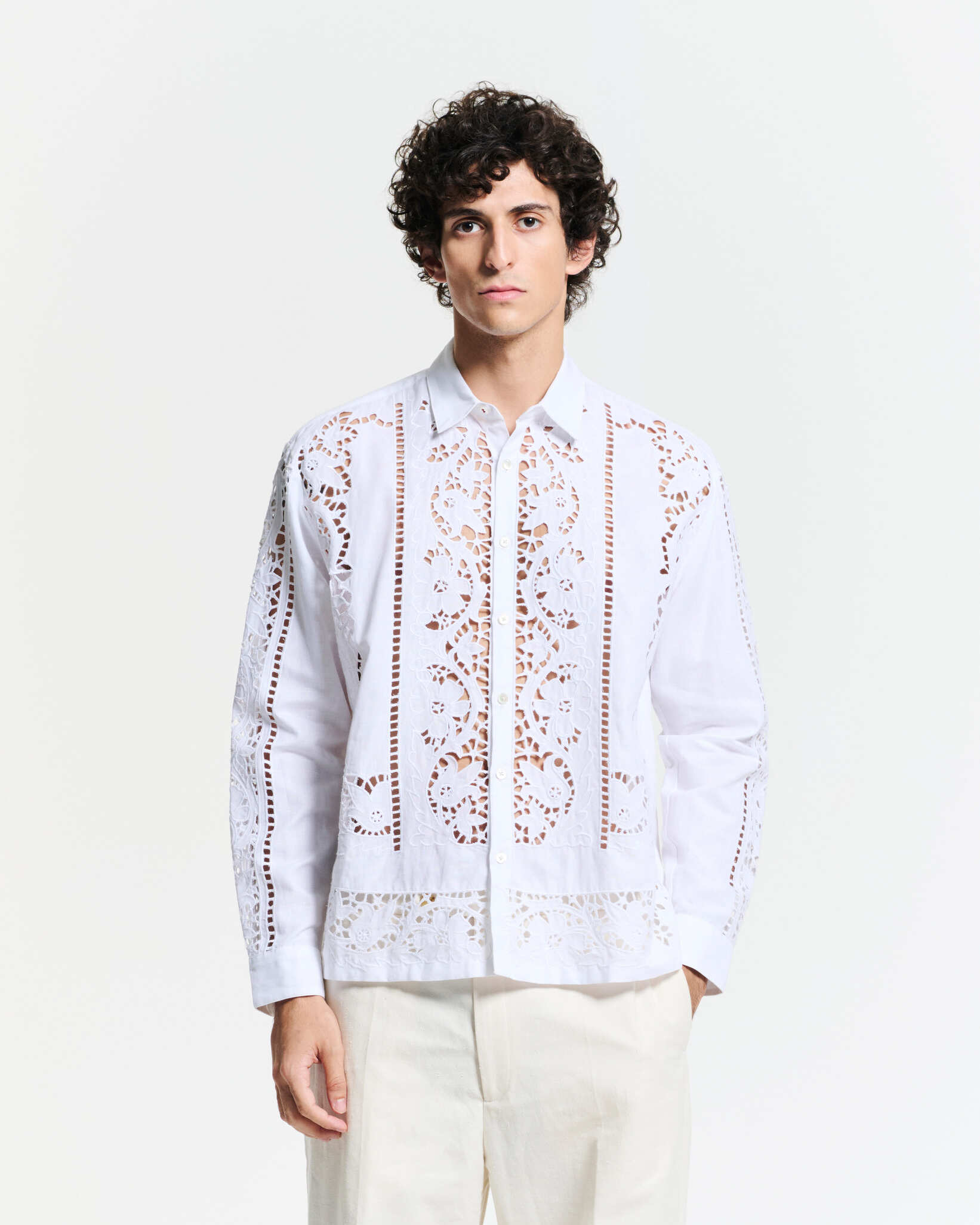 Minster Shirt - White Cotton/Hemp | Baziszt