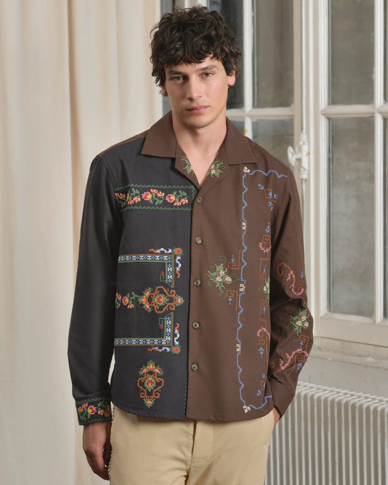 CHEMISE QUEENIE NOIR & MARRON
