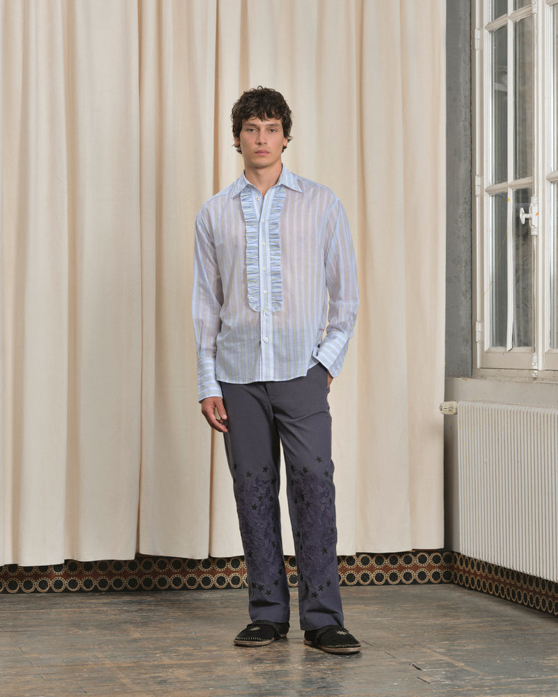 CHEMISE RUCHE BLEU CLAIR
