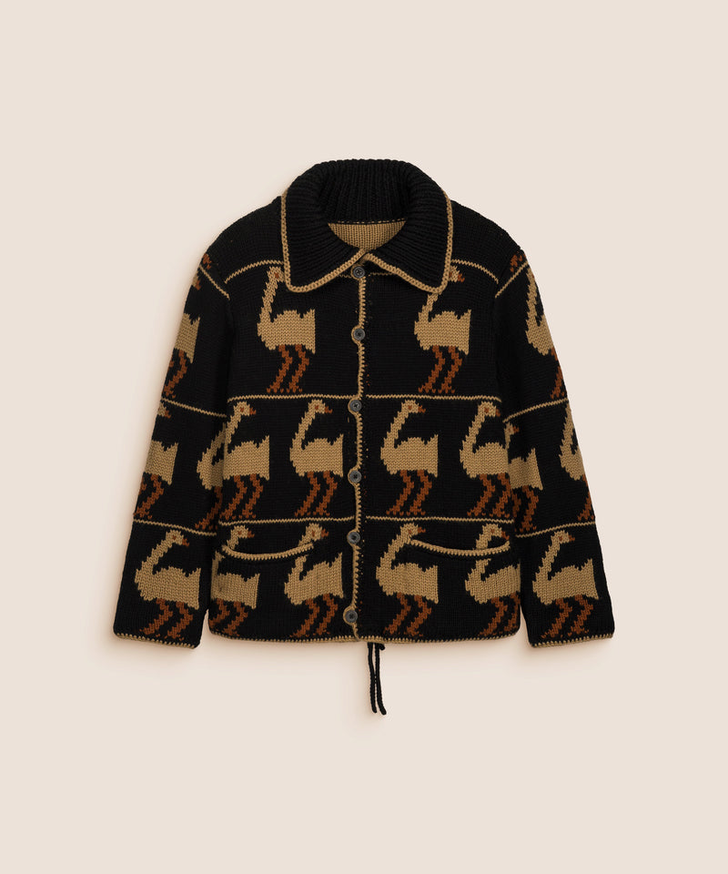 CARDIGAN AUTRUCHE NOIR