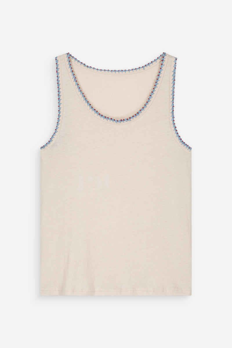 Croquet Tank-Top Off-White/Blue