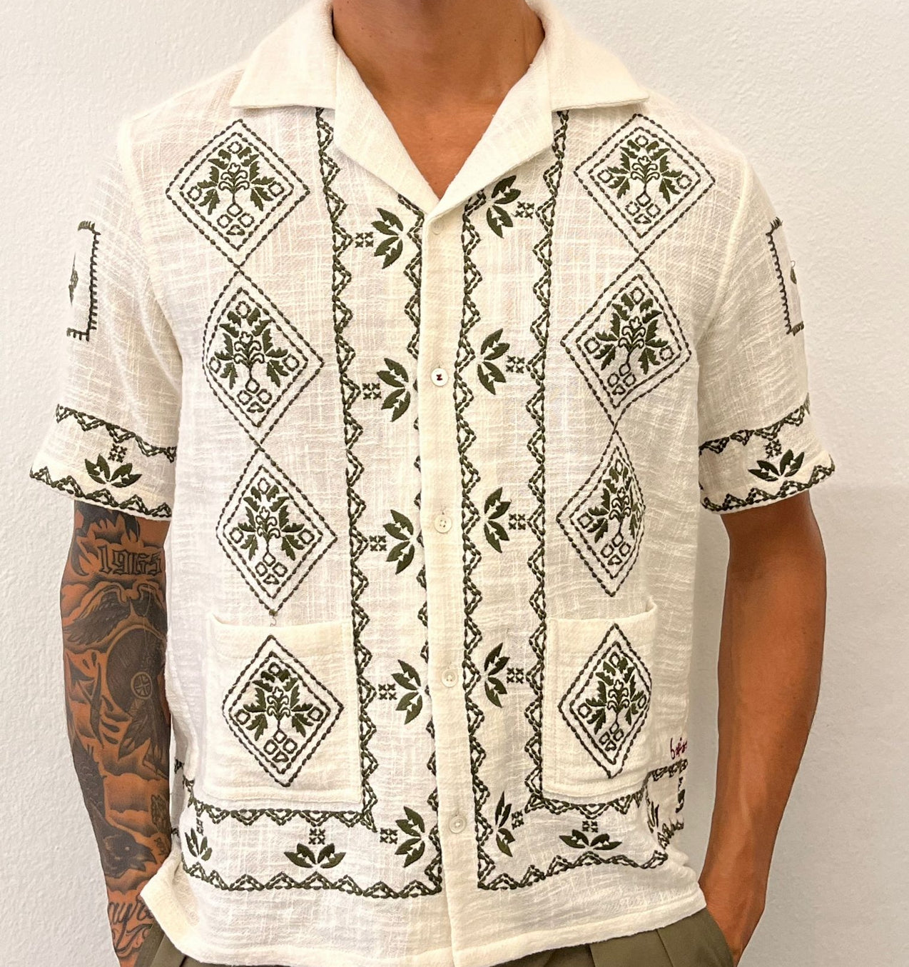 Chemise Mexican blanc cassé