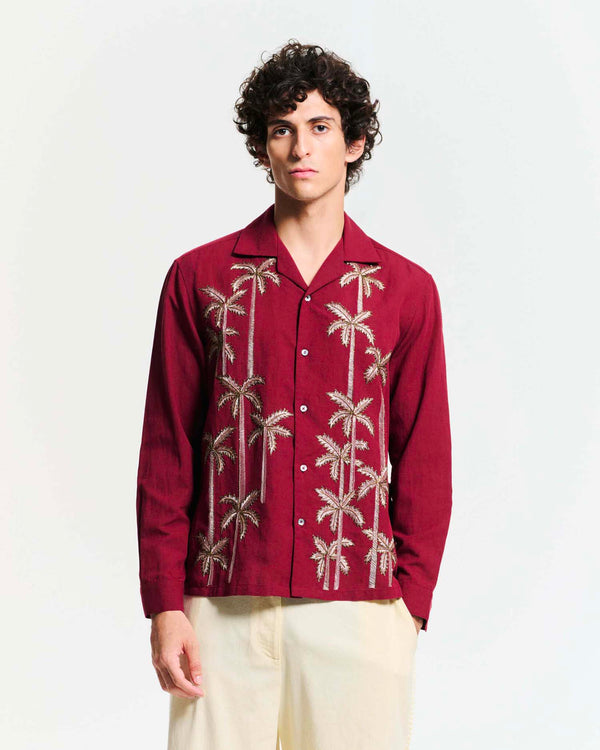 La chemise Palm Groove - Bordeaux