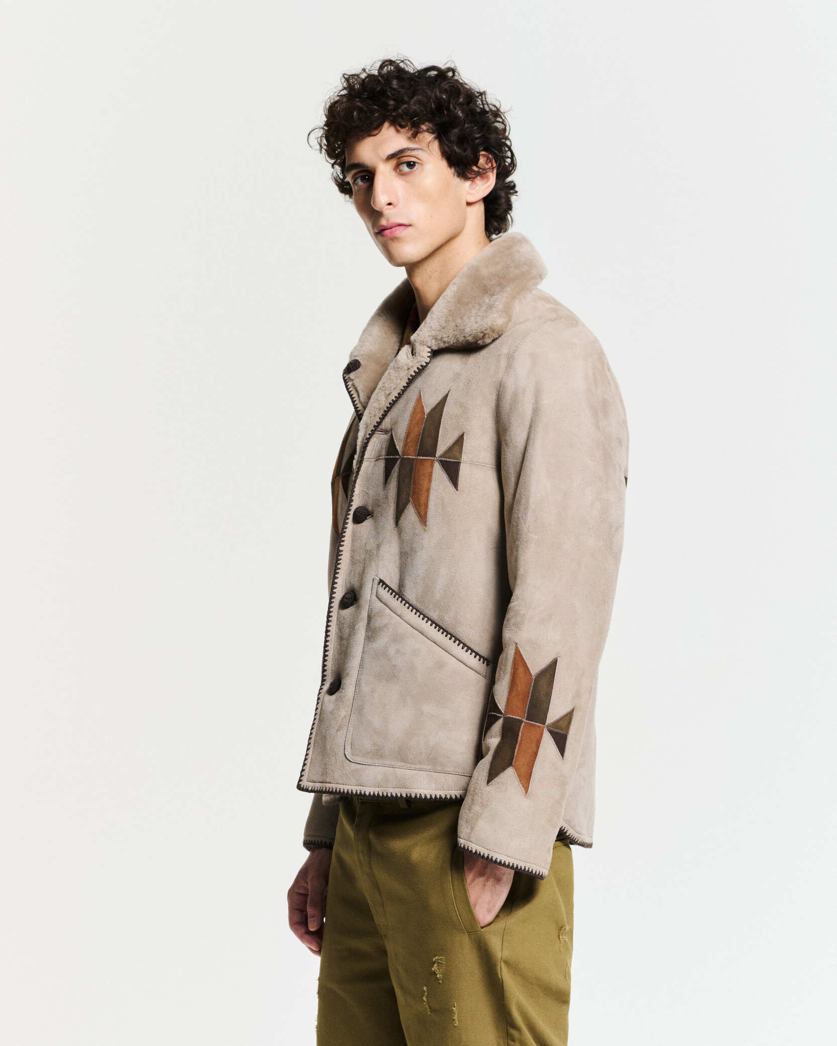 Rigel Jacket – Beige Suede Leather | Baziszt